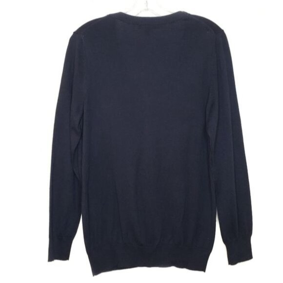 GAP Navy V-Neck Button Front Silk Blend Pullover Sweater - Picture 2 of 7